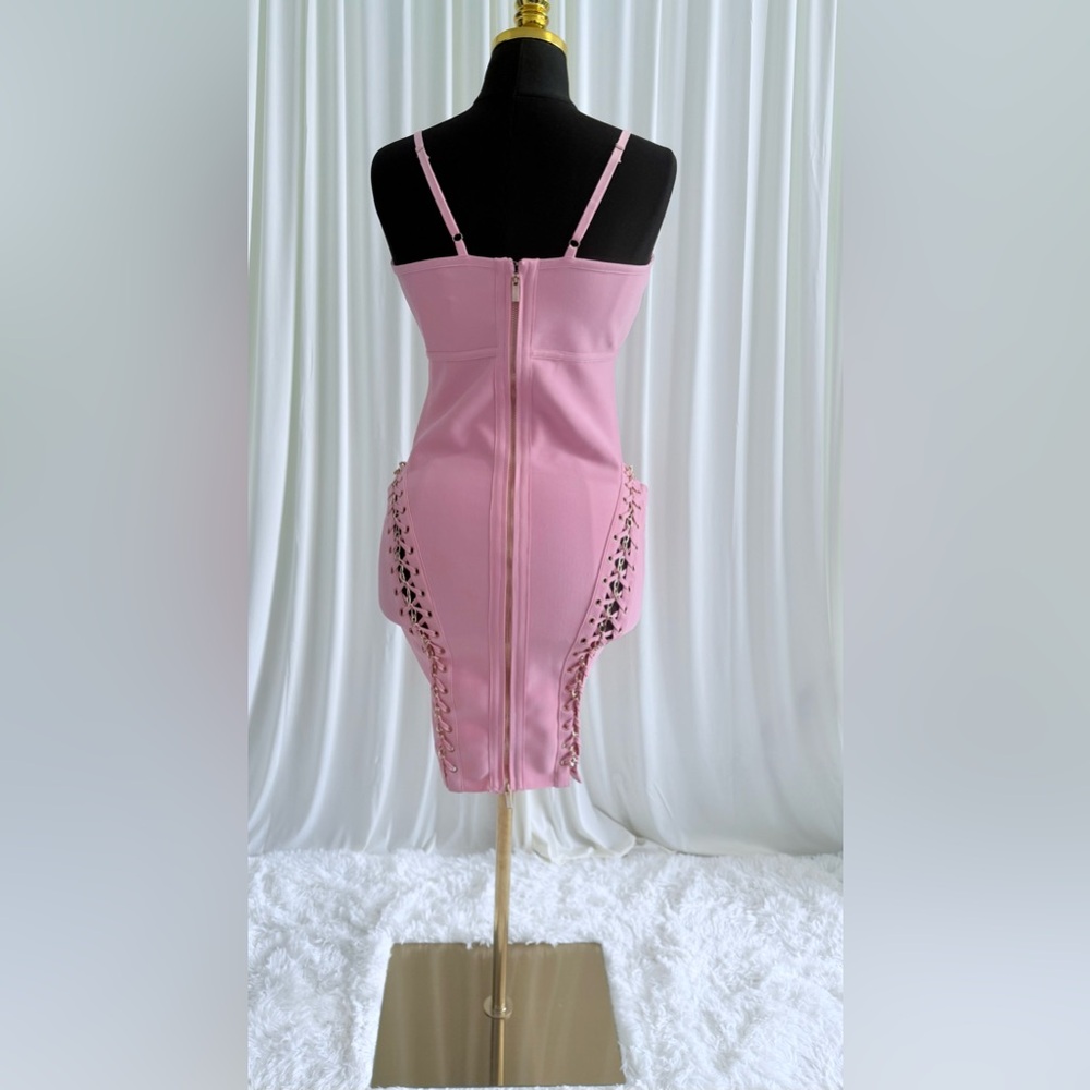Fashion Nova | Ready for Tonight Pink Bandage Mini Dress | Size XL - Picture 3 of 9